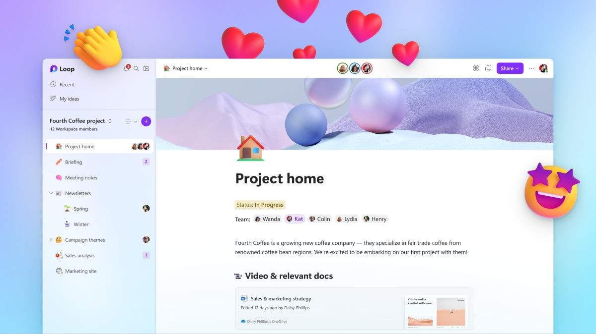 Microsoft Loop uygulaması arayüzü — Microsoft resmi M365 blog kaynaklı görsel
